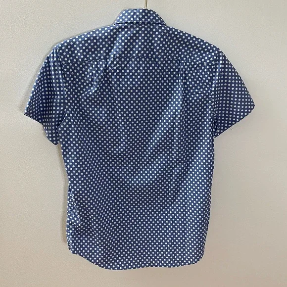 JCREW short sleeve button down collar cotton shirt blue with with stars Size S - Picture 2 of 4